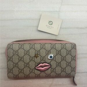 Gucci GG monogram star/eye/lip Full Zip Continental Wallet